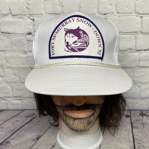 Vintage Oilfield Hat Cap Snapback White Fort McMurray Snow - Down '92 Patch Logo